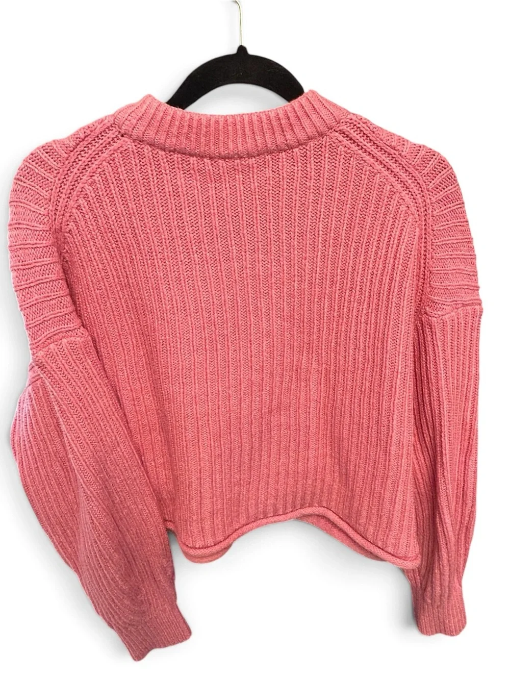 ALC Oversized Ribbed Knit Crewneck Rolled Hem Sweater Pink S EUC Cashmere Blend